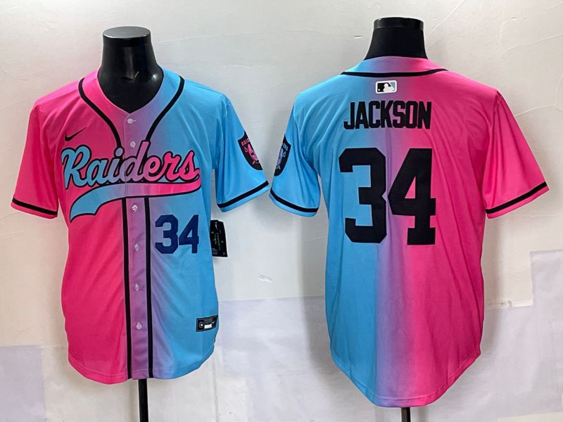 Men 2025 Oakland Raiders #34 Jackson Blue pink Nike Limited NFL Jersey 002->oakland raiders->NFL Jersey